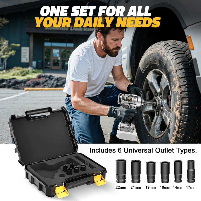 Cerycose Cordless impact Wrench 1/2 inch Compatible with Dewalt Battery, 750FT-LBS (1000N.m) Brushless Electric Impact Gun Includes LED Work Light with 6 Sockets, High Torque Impact Driver, Bare Tool Only - Image 5